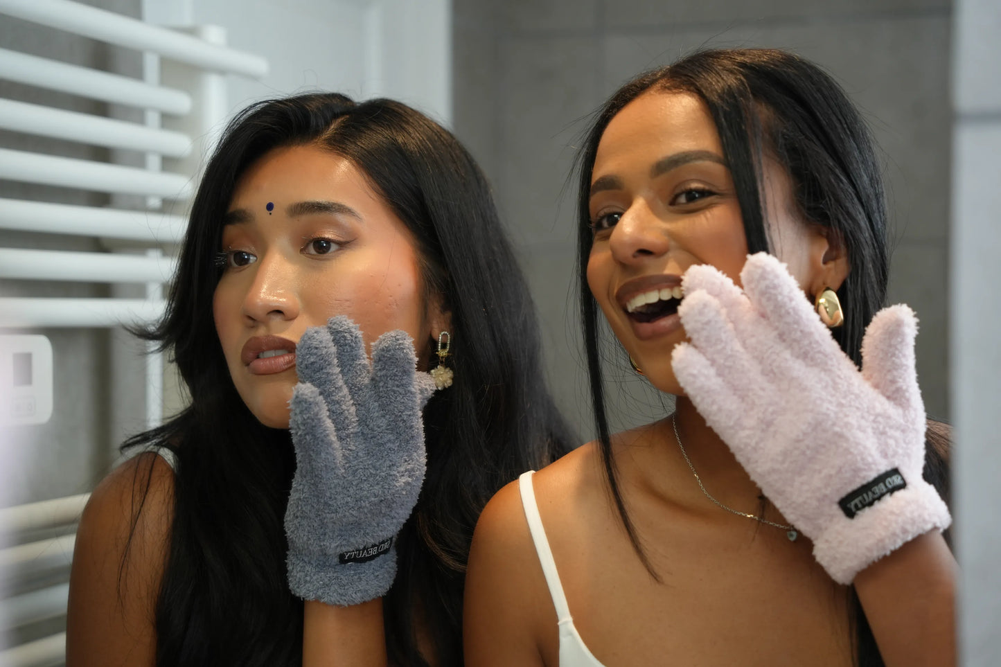 Gant Démaquillant / Nettoyant visage - Rose poudré