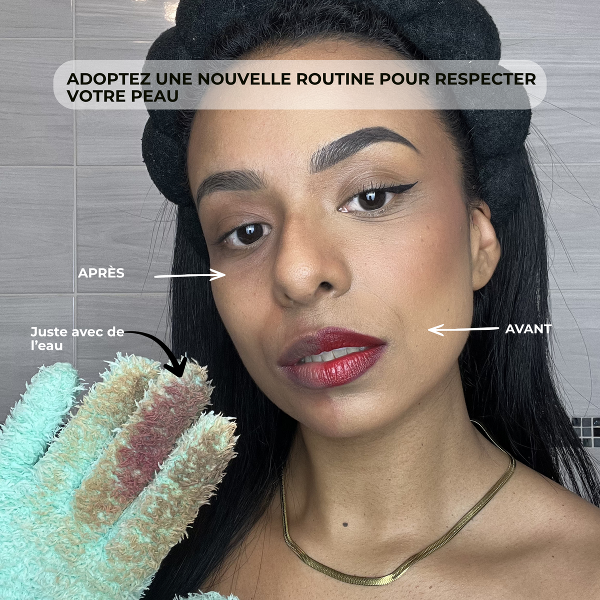 Gant Démaquillant Réutilisable - Apaise les peaux irritées