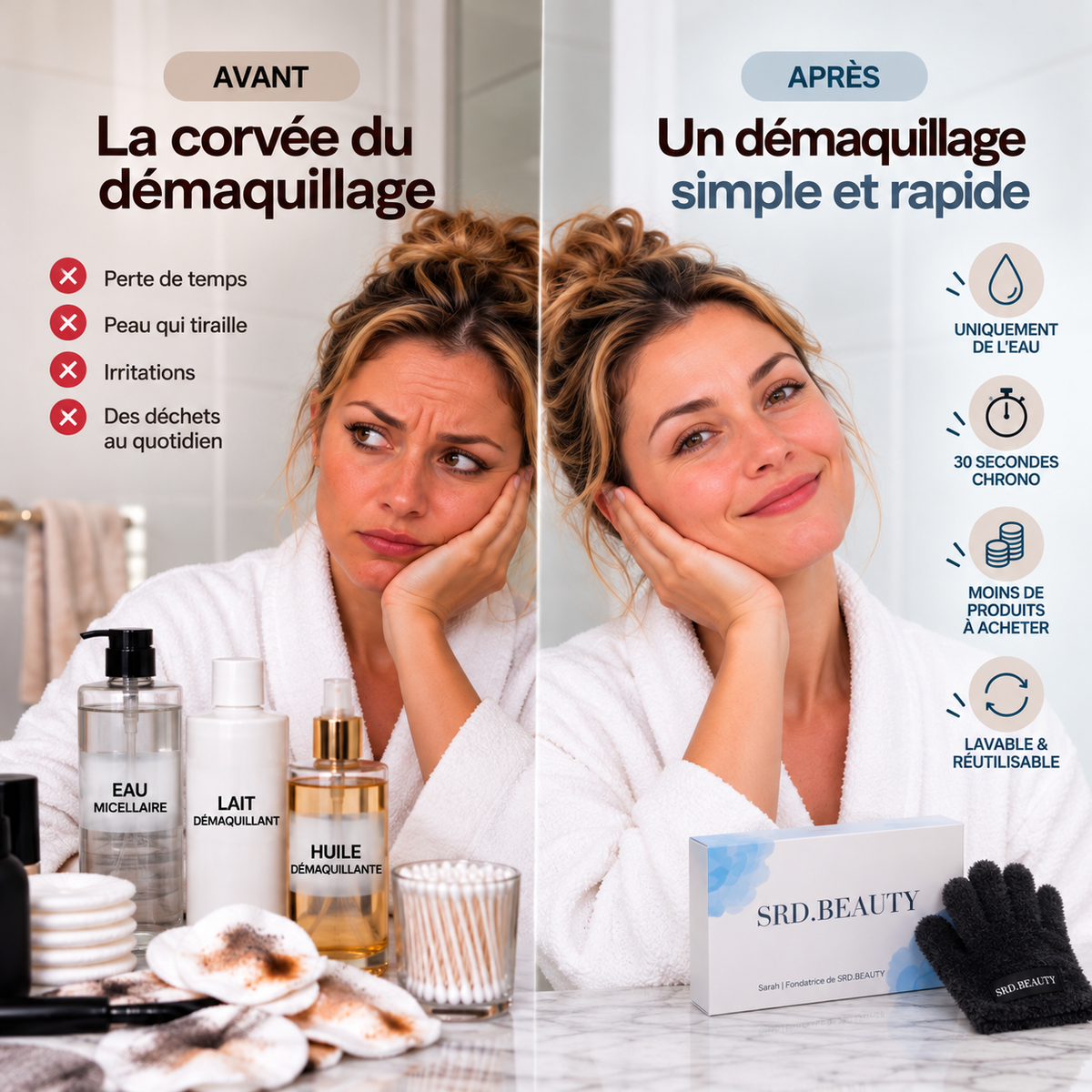 Gant Démaquillant Réutilisable - 100% Microfibre