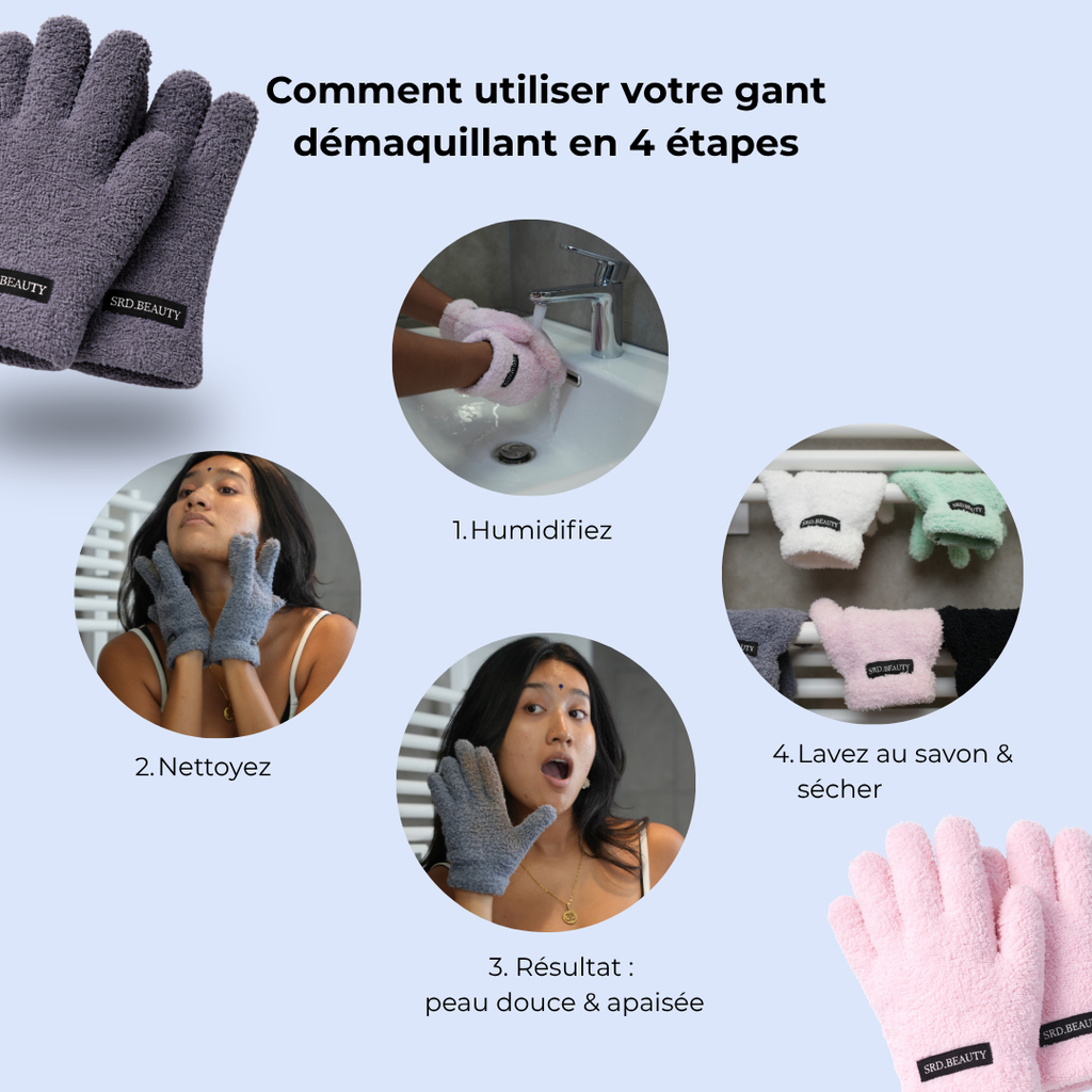 Gant Démaquillant Réutilisable - Bleu