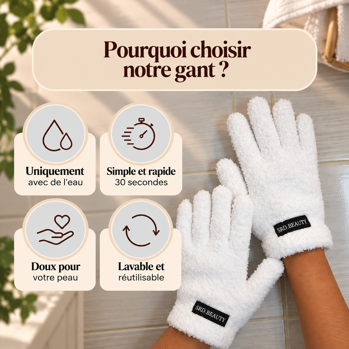 Gant Démaquillant Réutilisable - 100% Microfibre