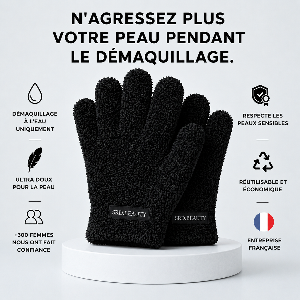 Gant Démaquillant Réutilisable - Apaise les peaux irritées