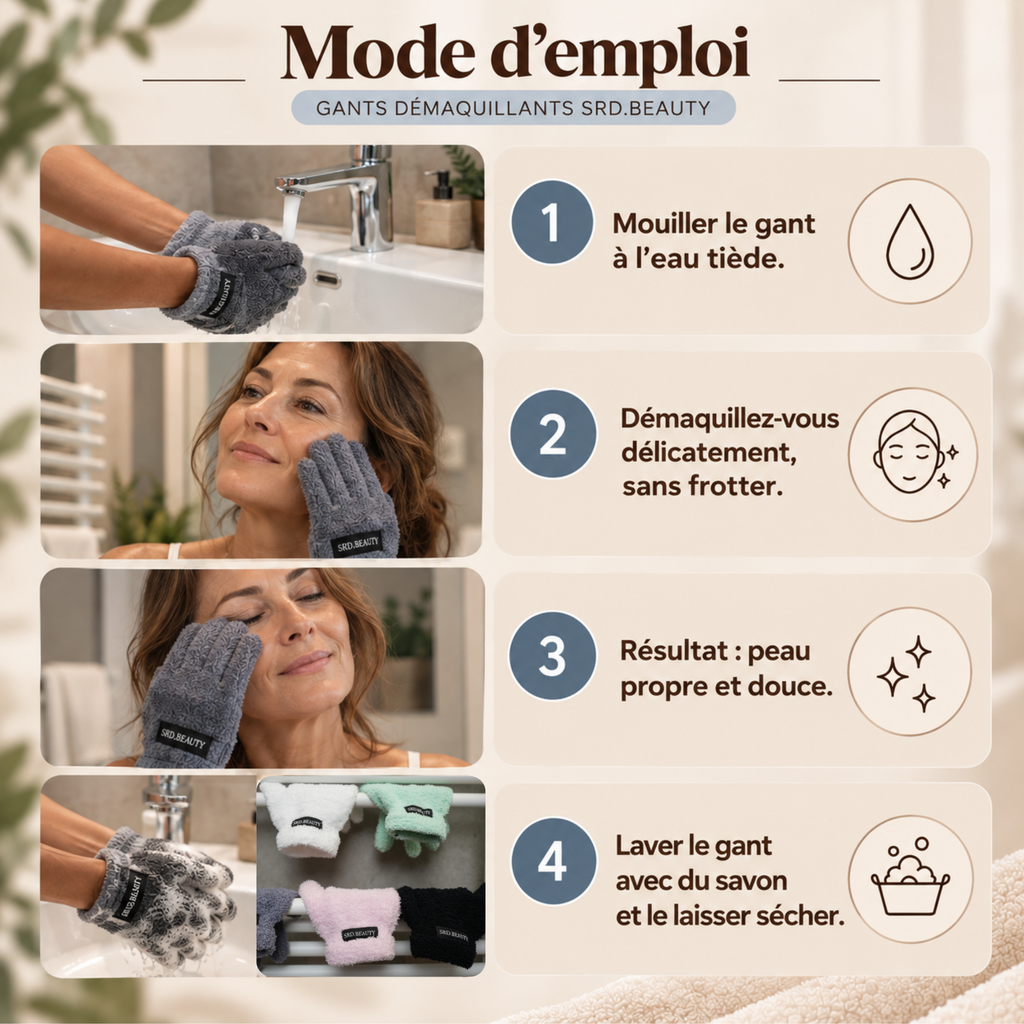 Gant Démaquillant Réutilisable - 100% Microfibre